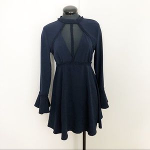 Love Riche Navy Open Chest Dress